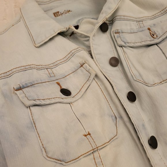 Kut from the Kloth Light Denim Jacket with Faint Tie Dye - Picture 2 of 4
